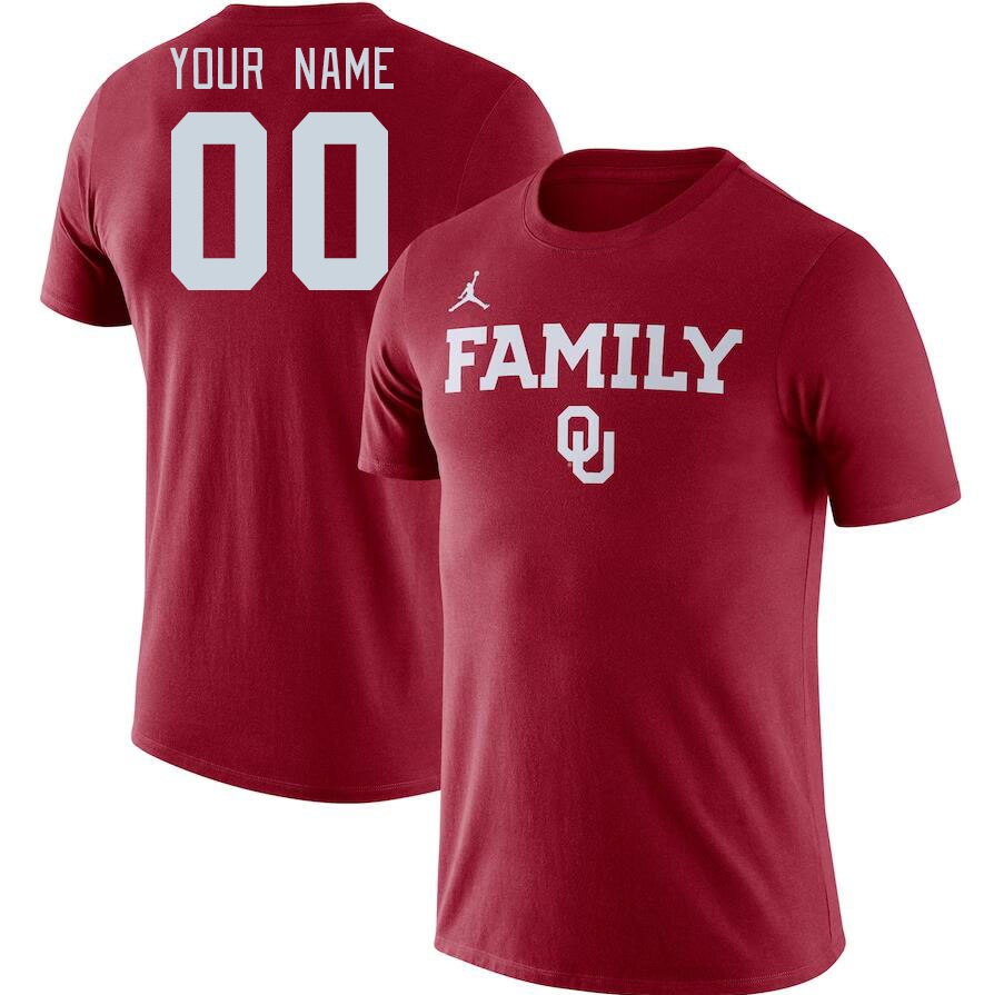 Custom Oklahoma Sooners College Name And Number Tshirt-Crimson